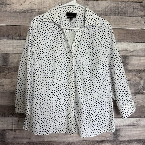 Foxcroft Women's White Button-Down Dress Shirt Wrinkle-Free Fitted Stretch 14 - Picture 1 of 10